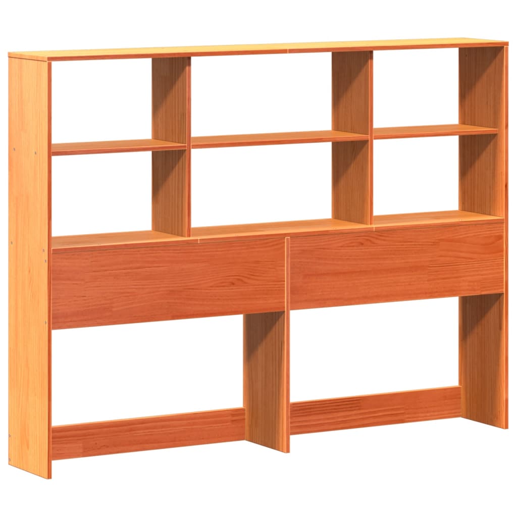 vidaXL Hoofdbord met opbergruimte 160 cm massief grenenhout wasbruin afbeelding