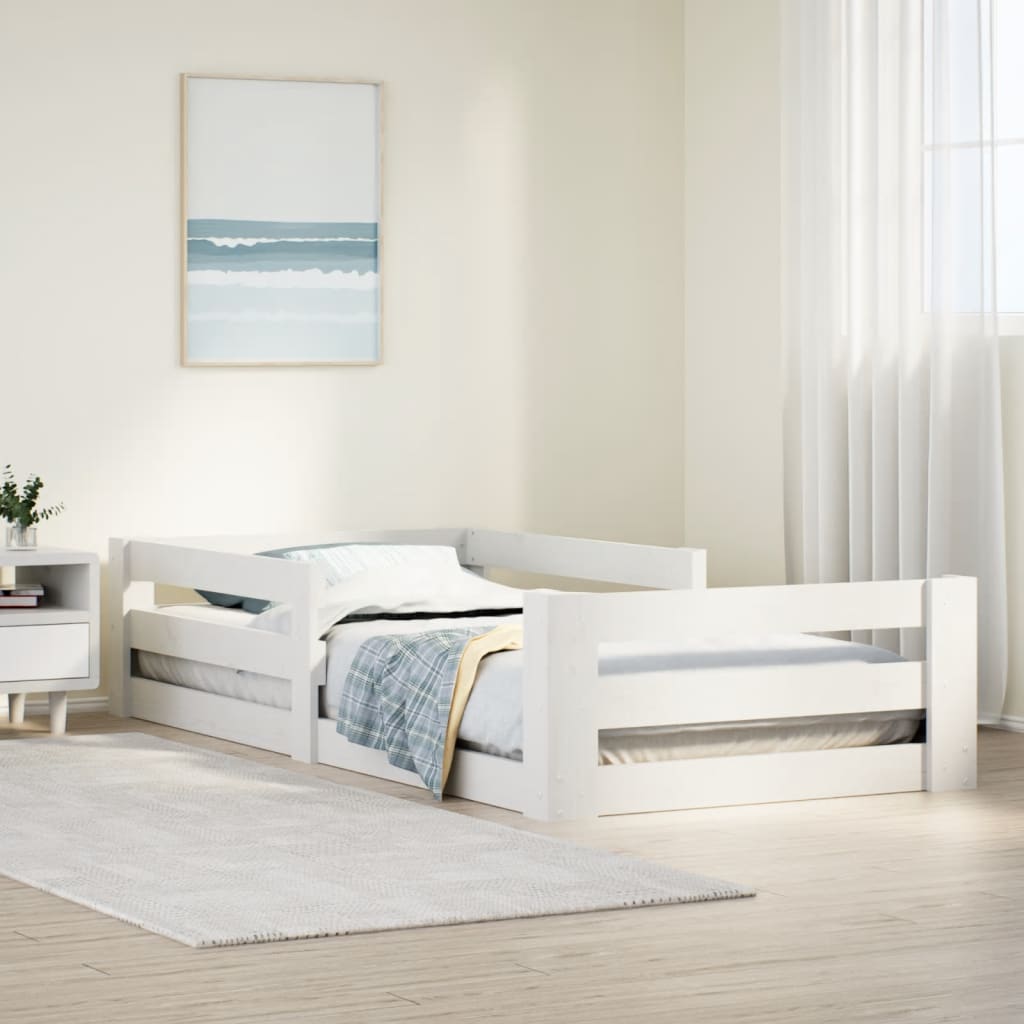 vidaXL sengeramme uden madras 70x140 cm massivt fyrretræ hvid
