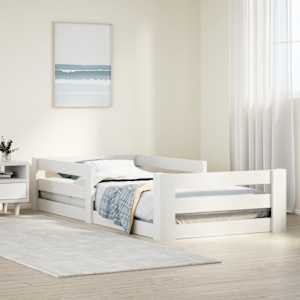 posteljni okvir brez vzmetnice bela 80x160 cm borovina