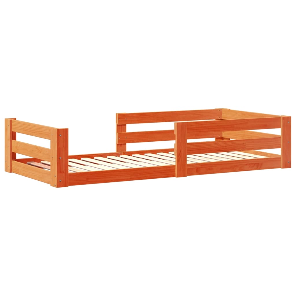 vidaXL viaszbarna tömör fenyőfa ágy matrac nélkül 90 x 190 cm