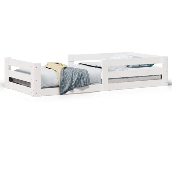 vidaXL voodiraam ilma madratsita, valge, 75 x 190 cm, m&auml;nnipuit