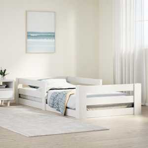 Posteljni okvir brez vzmetnice bel 75x190 cm trdna borovina