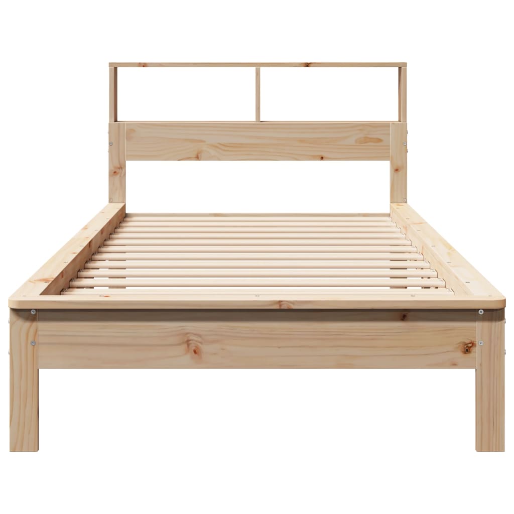 vidaXL Bed met boekenkast zonder matras massief grenenhout 90x190 cm bruin, foto 4
