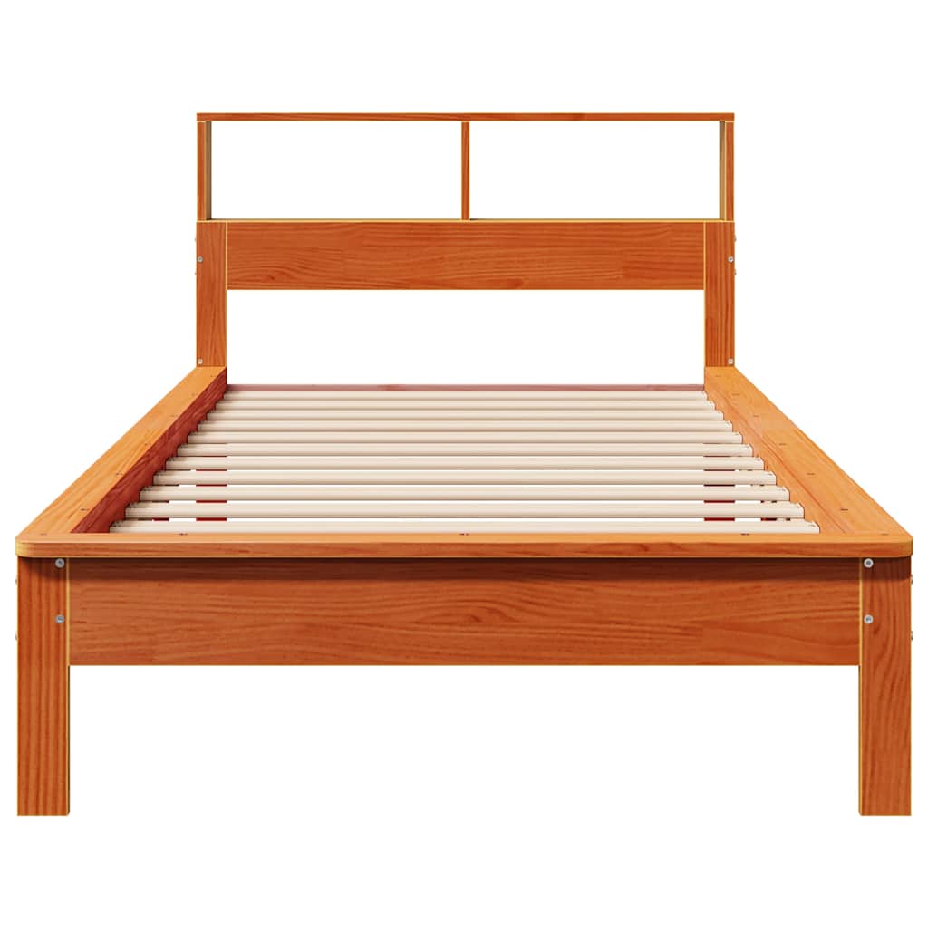 vidaXL Bed met boekenkast zonder matras grenenhout wasbruin 75x190 cm bruin, foto 4