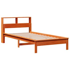 Postel s knihovnou bez matrace hnědá 75x190 cm masivní borovice - obrázek 3