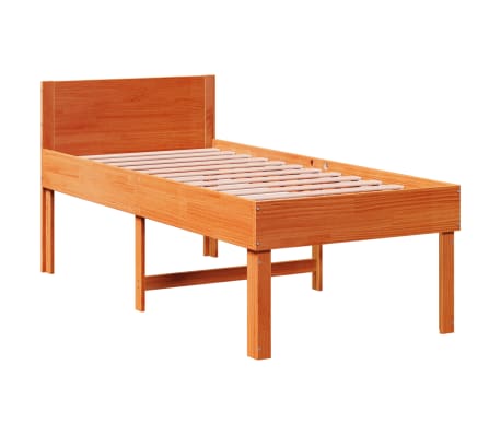 vidaXL Bedframe zonder matras massief grenenhout wasbruin 75x190 cm