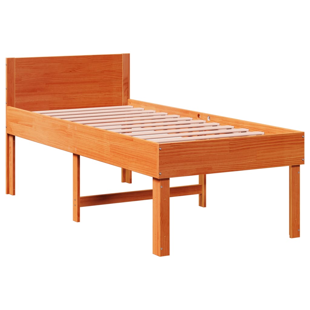 vidaXL Bedframe zonder matras massief grenenhout wasbruin 80x200 cm afbeelding