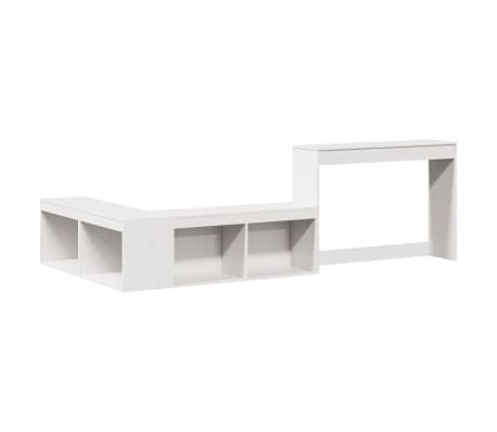 vidaXL Κομοδίνο με Γραφείο Λευκό 232x122x75 εκ. από Μασίφ Ξύλο Πεύκου