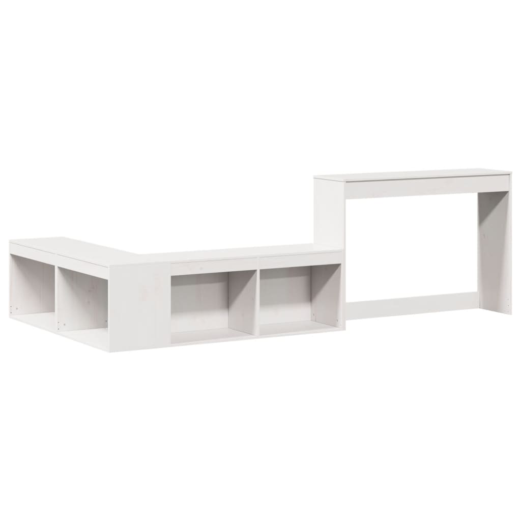 vidaXL Nočný stolík s písacím stolom, biely 222x107x75 cm, borovica