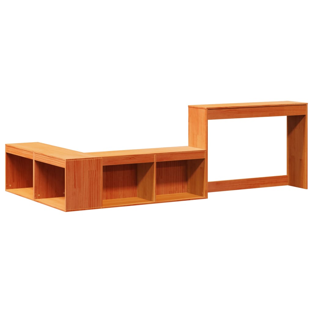 vidaXL Nachtkastje met bureau 222x107x75 cm grenenhout wasbruin afbeelding