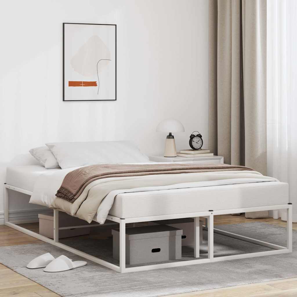 vidaXL Cadru pat fără saltea alb 120x200 cm metal