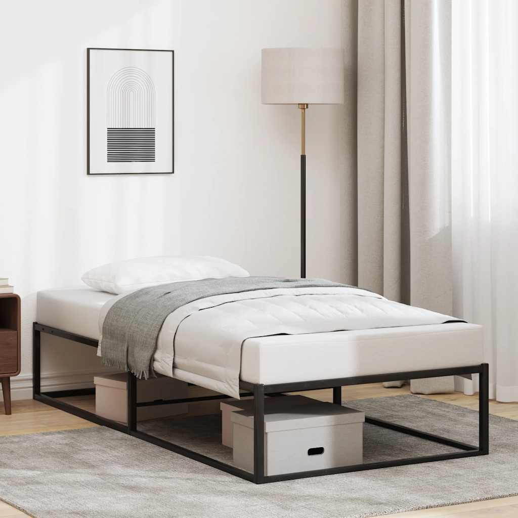 TopSellers-Metal Bed Frame - Elegant Black Design with Storage Space