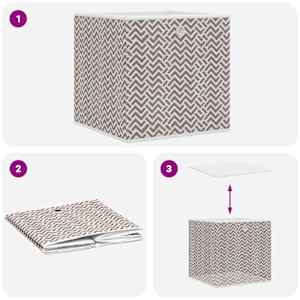 Skládací úložné boxy 10 ks hnědé 32x32x32 cm netkaná textilie - obrázek 8