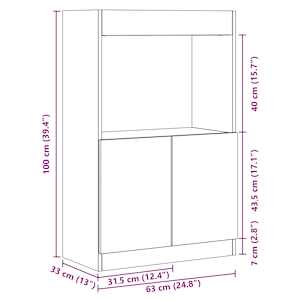 Skříň highboard bílá 63 x 33 x 100 cm kompozitní dřevo - obrázek 12