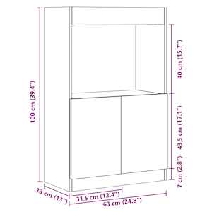 Skříň highboard old wood 63 x 33 x 100 cm kompozitní dřevo - obrázek 12