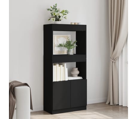 vidaXL Hoge kast 63x33x140 cm bewerkt hout zwart