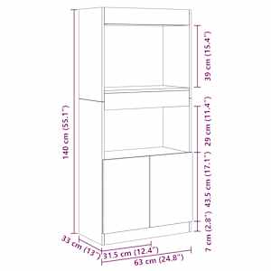 Skříň highboard kouřový dub 63 x 33 x 140 cm kompozitní dřevo - obrázek 12