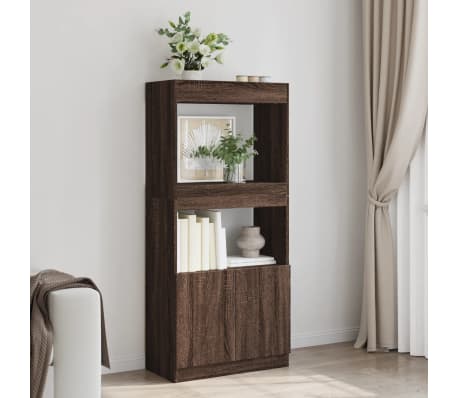 vidaXL Hoge kast 63x33x140 cm bewerkt hout bruin eikenkleurig