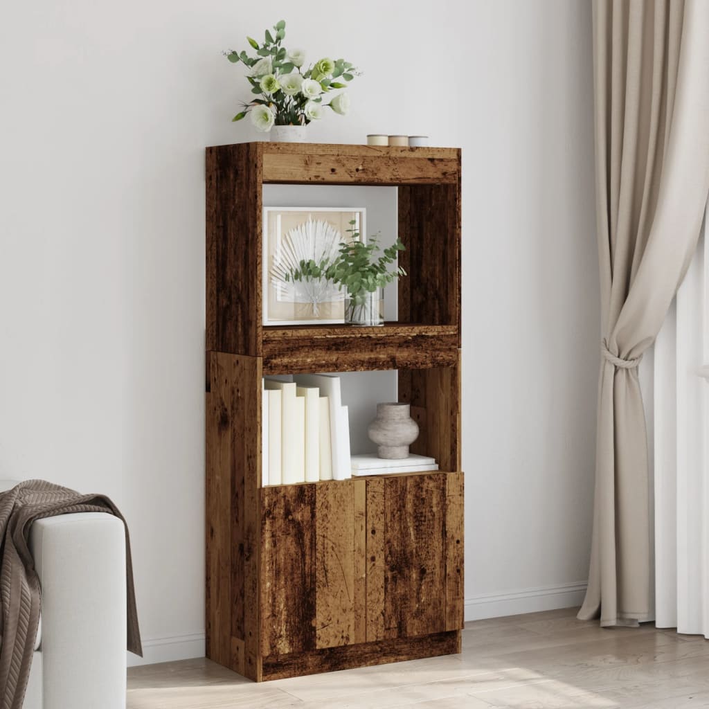 vidaXL Vysoká skrinka staré drevo 63x33x140 cm kompozitné drevo