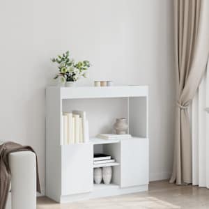 vidaXL Buffet haut blanc 92x33x100 cm bois d'ing&eacute;nierie