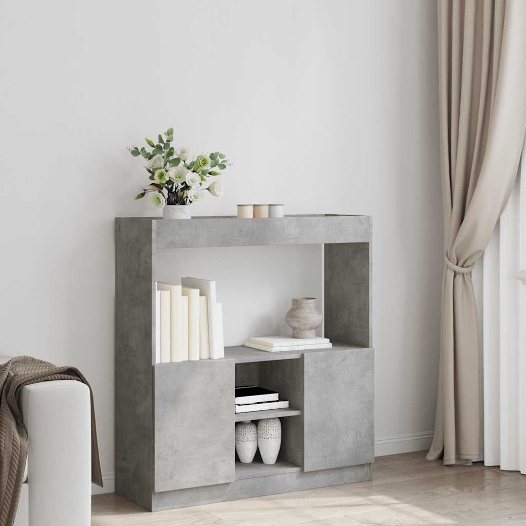 vidaXL Hoge kast 92x33x100 cm bewerkt hout betongrijs afbeelding