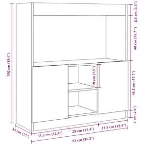 Skříň highboard kouřový dub 92 x 33 x 100 cm kompozitní dřevo - obrázek 13