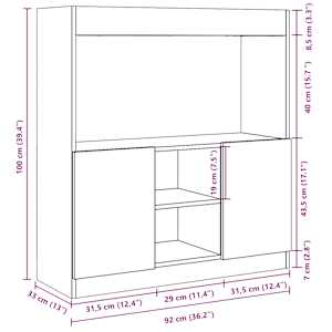 Skříň highboard hnědý dub 92 x 33 x 100 cm kompozitní dřevo - obrázek 13