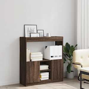 Skříň highboard hnědý dub 92 x 33 x 100 cm kompozitní dřevo - obrázek 4