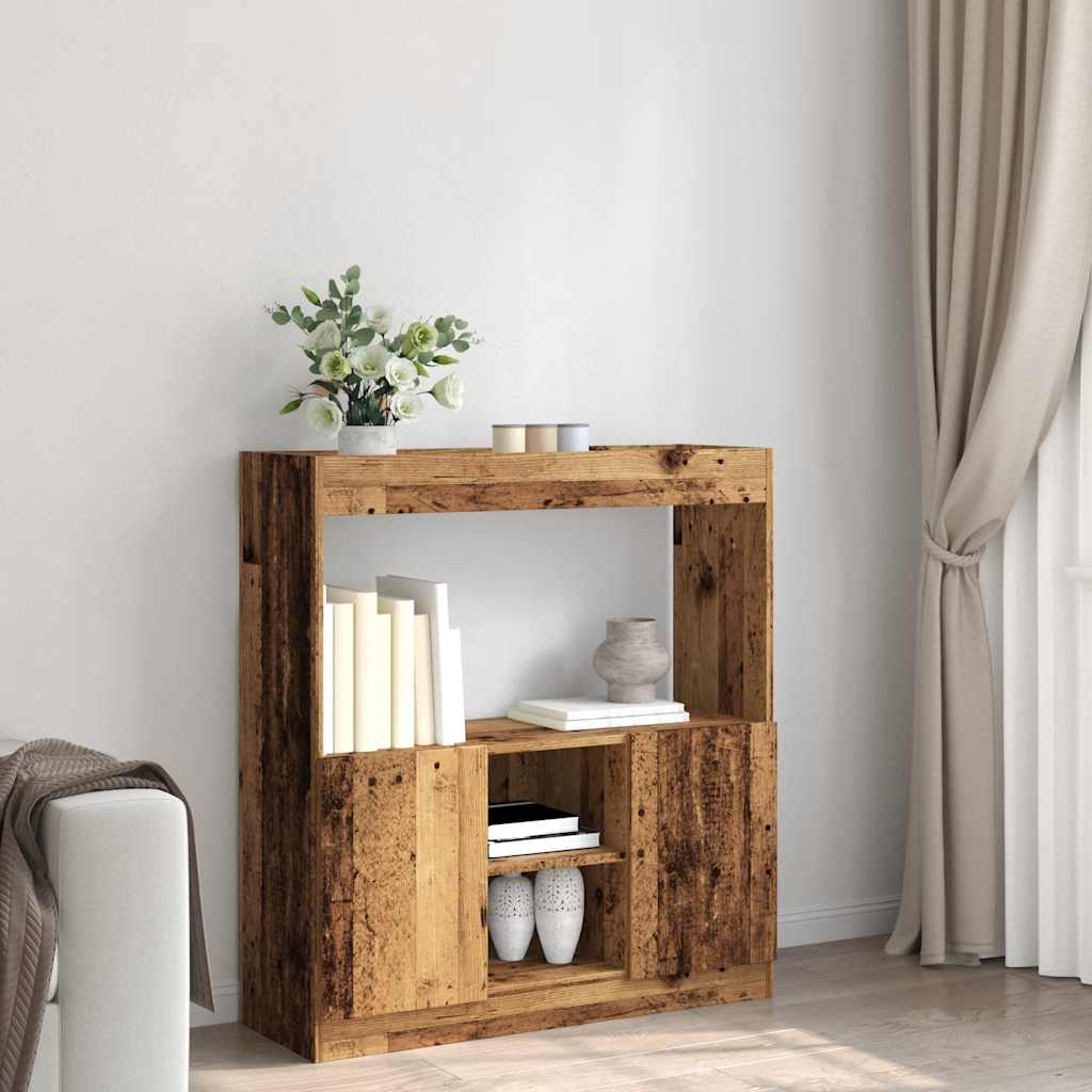 vidaXL Hoge kast 92x33x100 cm bewerkt hout oud houtkleurig afbeelding