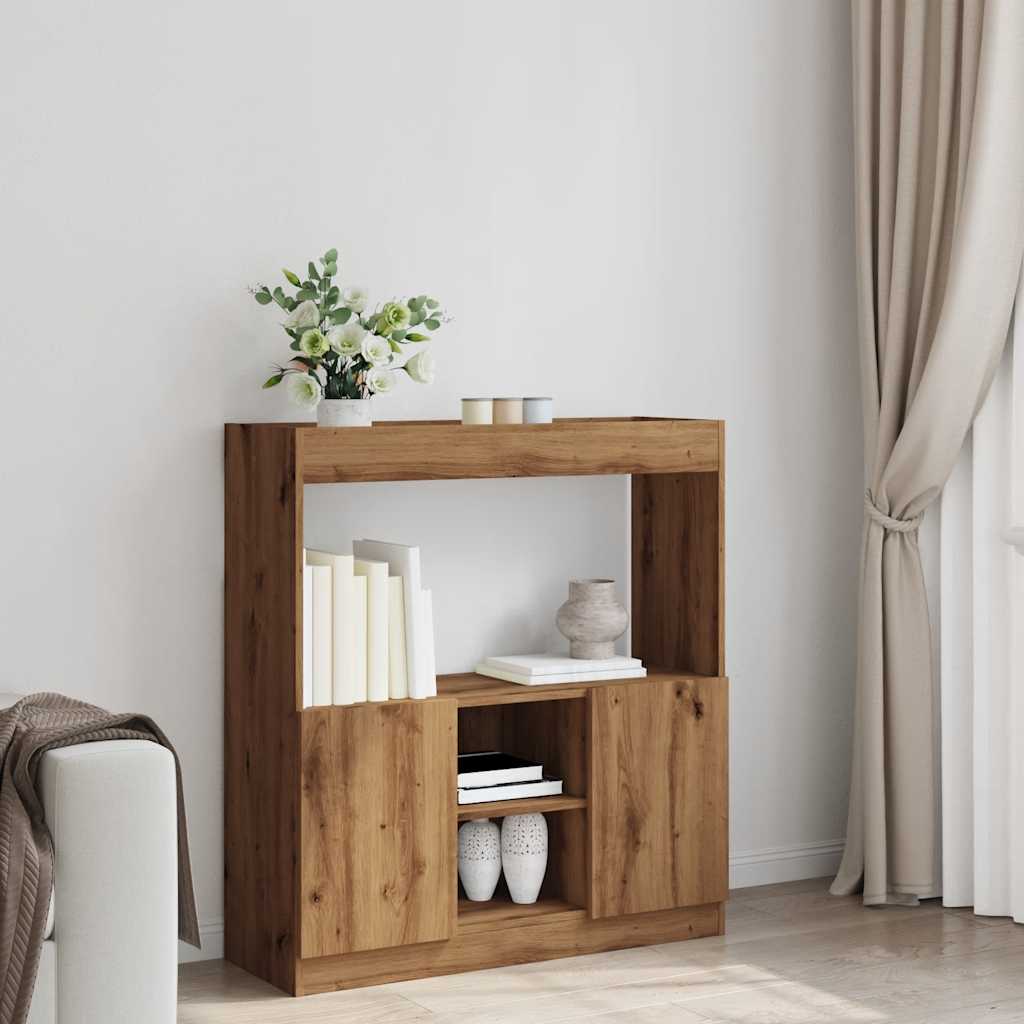 vidaXL Hoge kast 92x33x100 cm bewerkt hout artisanaal eikenkleur afbeelding
