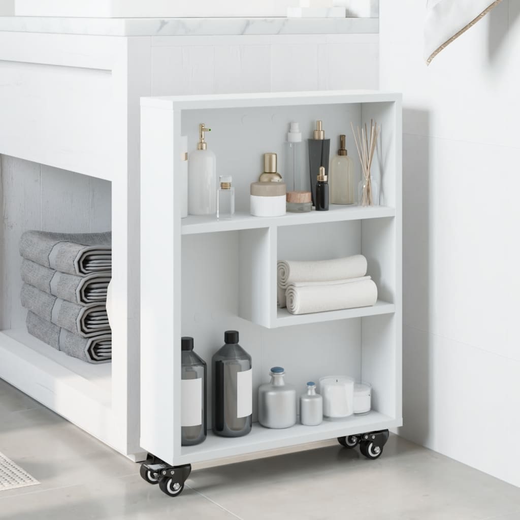 vidaXL Opbergtrolley smal 48x13x68 cm bewerkt hout wit afbeelding