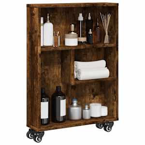 Voziček za shranjevanje dimljeni hrast 48x13x68 cm inž. les