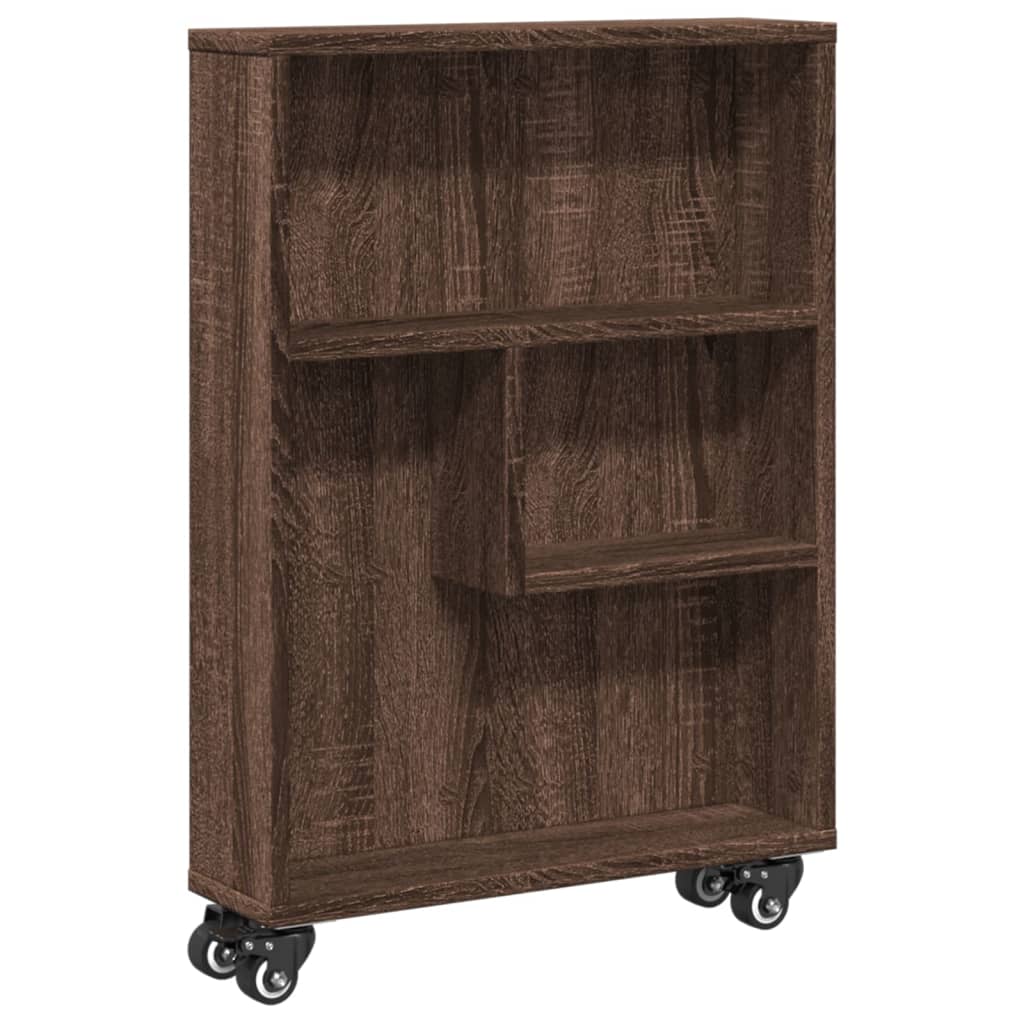 vidaXL Úzký úložný vozík hnědý dub 48 x 13 x 68 cm kompozitní dřevo