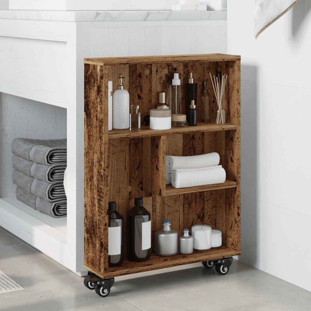 vidaXL Narrow Storage Trolley Old Wood 48x13x68 cm Engineered Wood