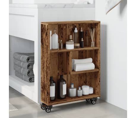 vidaXL Narrow Storage Trolley Old Wood 48x13x68 cm Engineered Wood