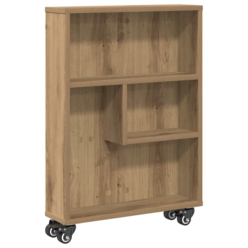 vidaXL Úzký úložný vozík dub artisan 48 x 13 x 68 cm kompozitní dřevo