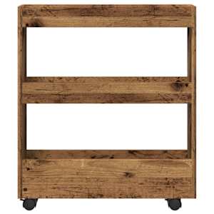 Úzký úložný vozík 3patrový old wood kompozitní dřevo - obrázek 4