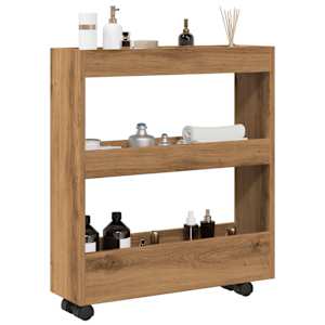 Úzký úložný vozík 3patrový dub artisan kompozitní dřevo - obrázek 1