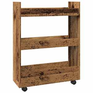 Úzký úložný vozík 3patrový old wood kompozitní dřevo - obrázek 6
