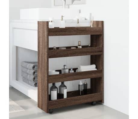 vidaXL Chariot de rangement &eacute;troit 4 niveaux ch&ecirc;ne marron