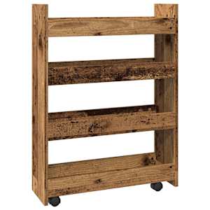 Úzký úložný vozík 4patrový old wood kompozitní dřevo - obrázek 6