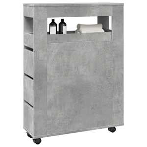 Úzká koupelnová skříňka na kolečkách betonově šedá kompozit - obrázek 1