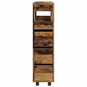 Úzká koupelnová skříňka na kolečkách old wood kompozitní dřevo - obrázek 5