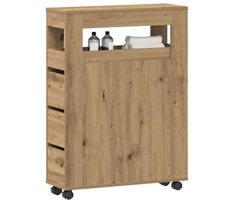 vidaXL Badschrank Schmal mit Rollen Artisan-Eiche Holzwerkstoff