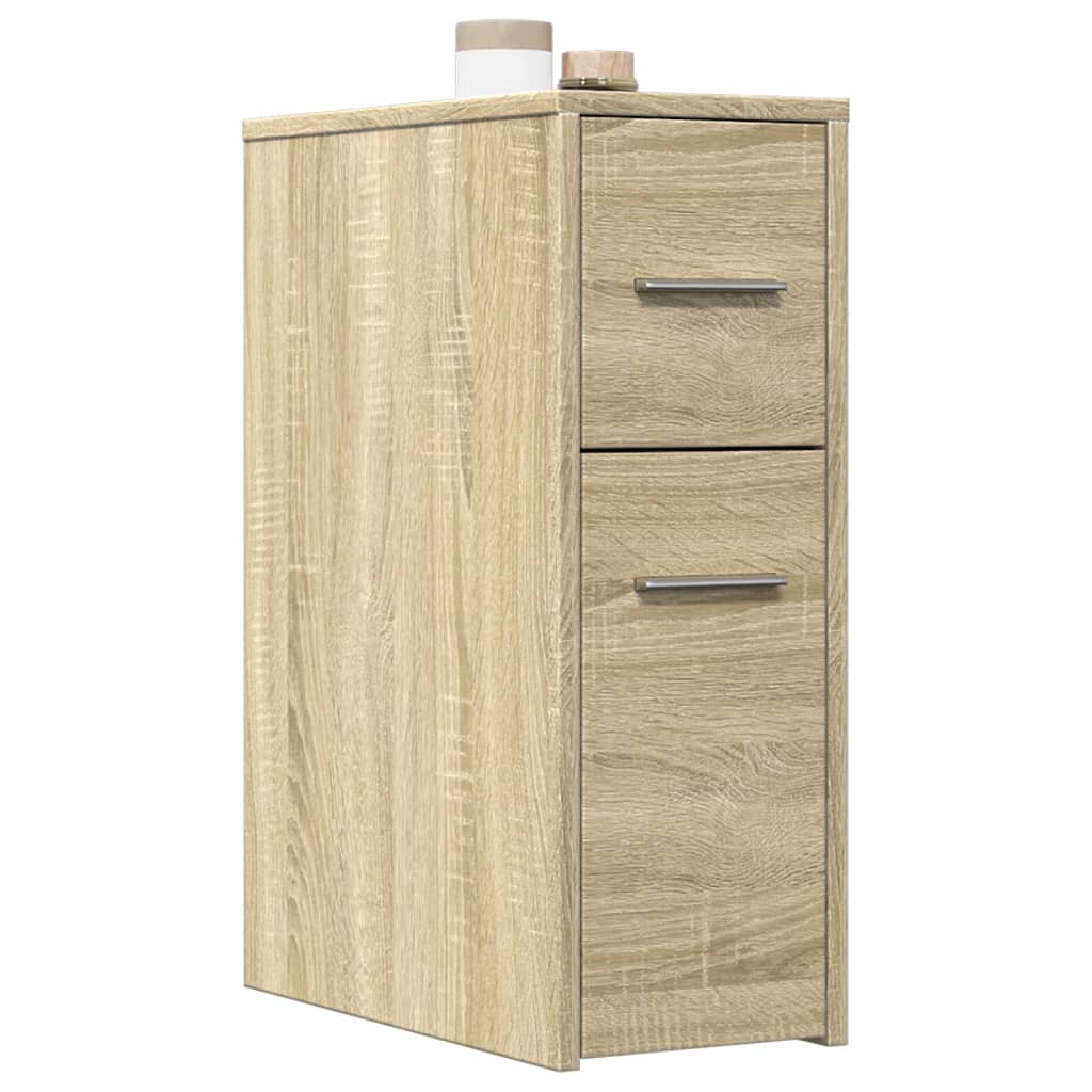 Badschrank Schmal mit Rollen Sonoma-Eiche Holzwerkstoff