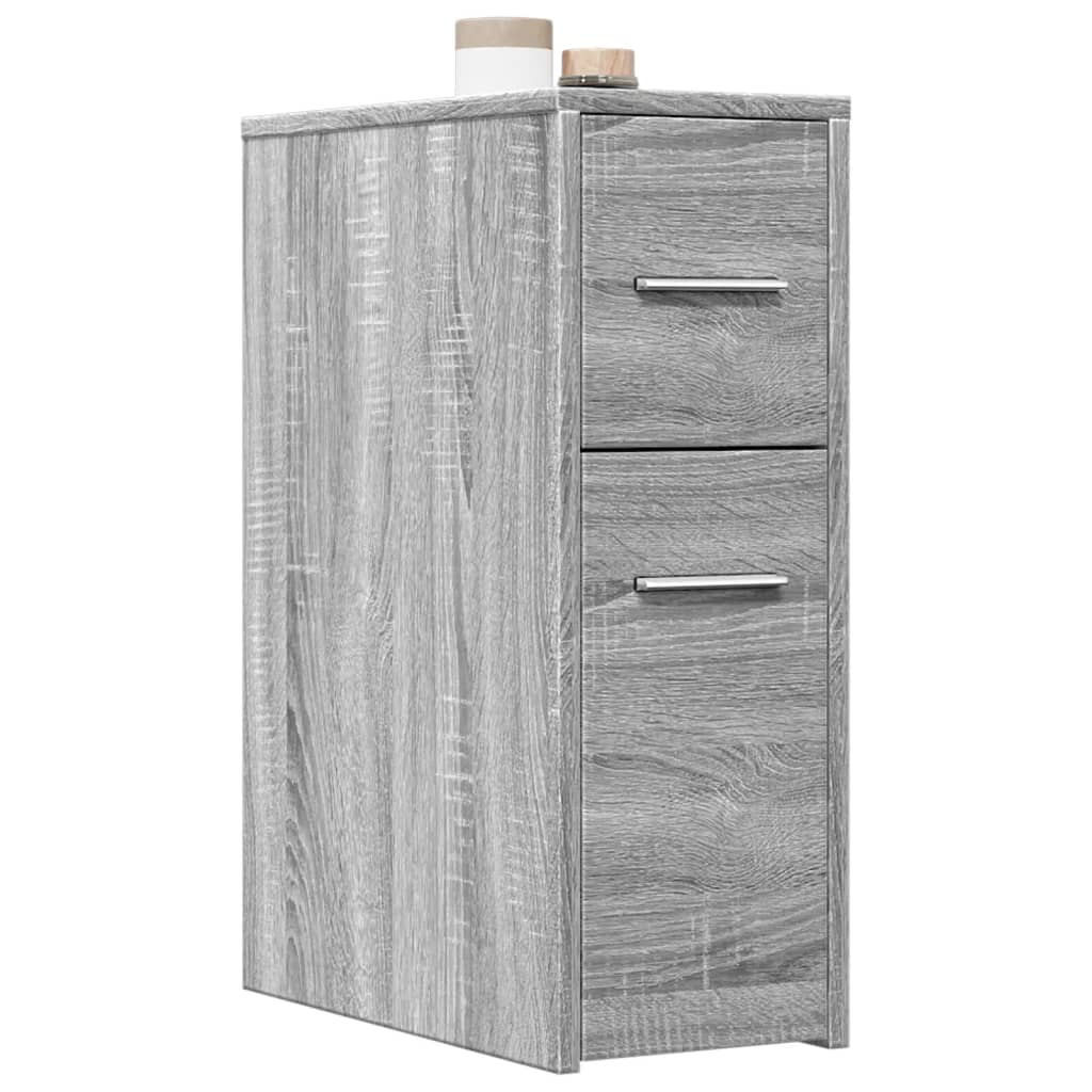 Badschrank Schmal mit Rollen Grau Sonoma Holzwerkstoff