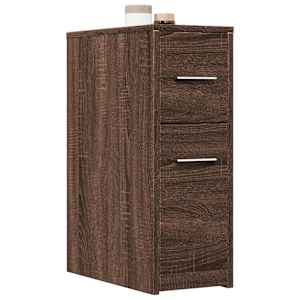 Ozka kopalniška kredenca s kolesi rjavi hrast inženirski les