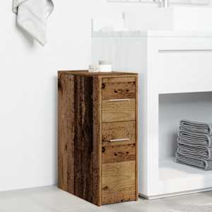 Úzká koupelnová skříňka na kolečkách old wood kompozitní dřevo - obrázek 3
