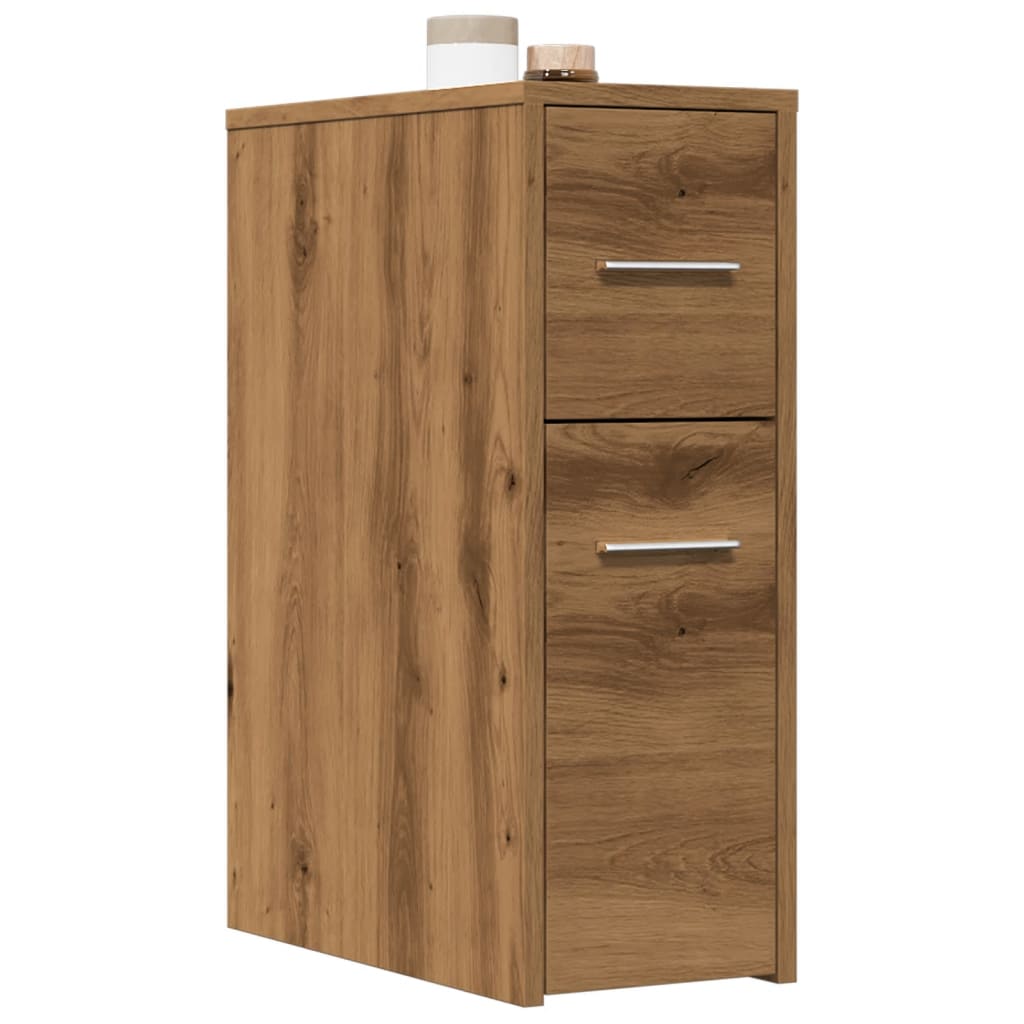 vidaXL Badschrank Schmal mit Rollen Artisan-Eiche Holzwerkstoff