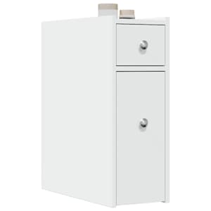 Ozka kopalniška kredenca s kolesi bela inženirski les